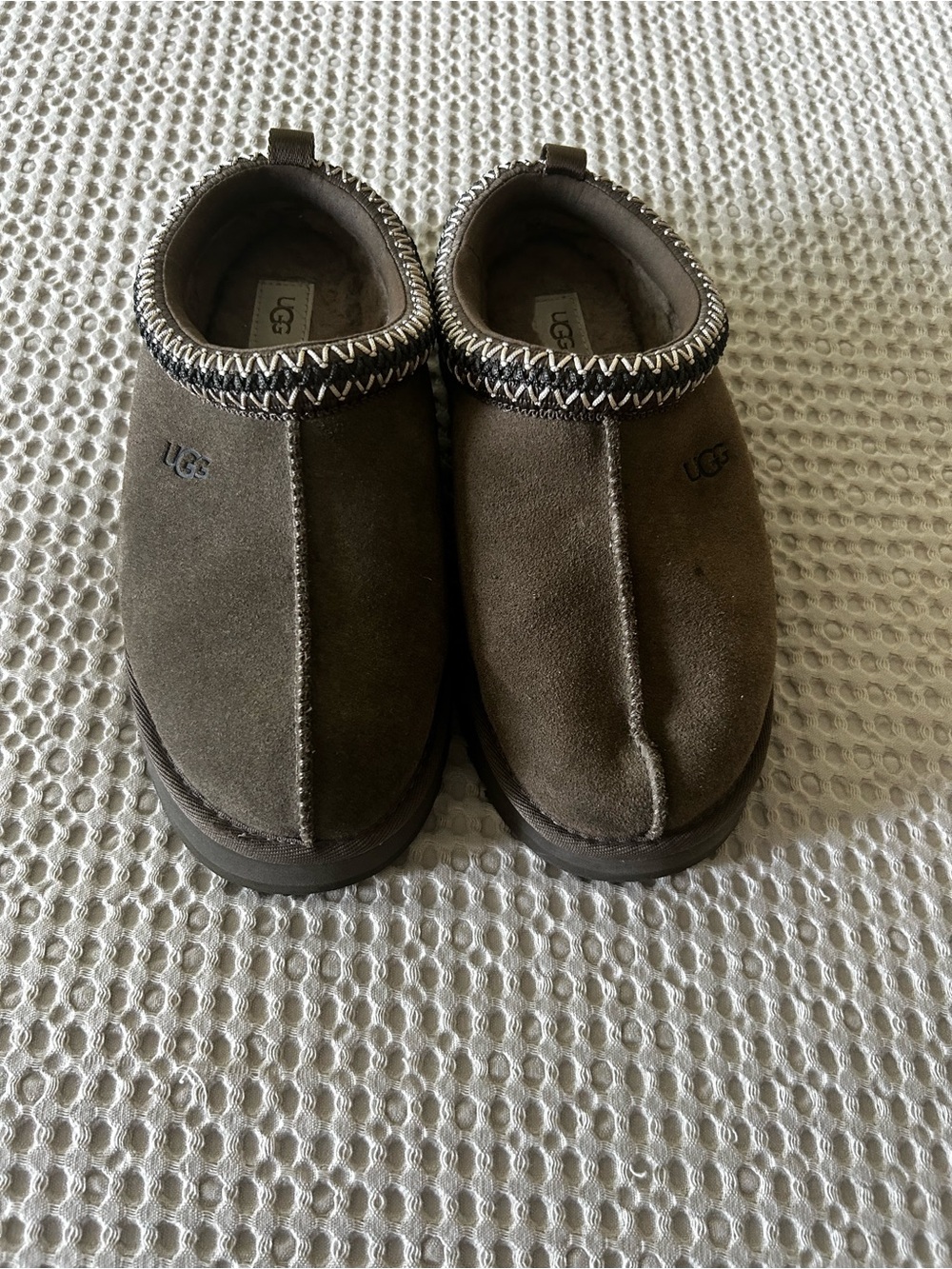 UGG Kids Dark Brown Suede Slip-On Clog